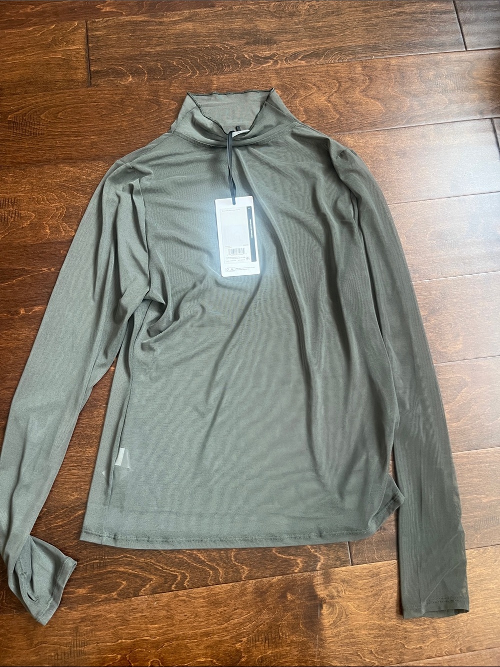 NWT Calia Long Sleeve Olive Mesh Top